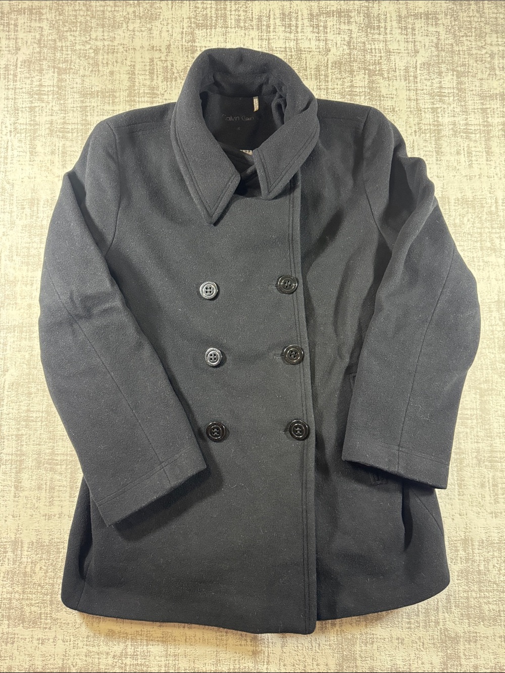 Calvin Klein Black Double-Breasted Peacoat sz 16 Womens